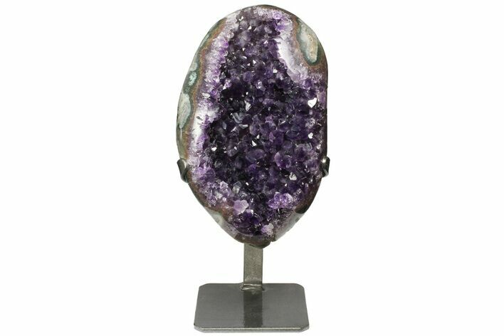 Amethyst Geode Section With Metal Stand - Uruguay #153596